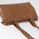 MCM Logogram Vicetos Tote Bag PVC Brown Gold Auth BA10940-6