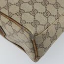 GUCCI GG Supreme Hand Bag PVC Beige Gold Auth BA10941-14