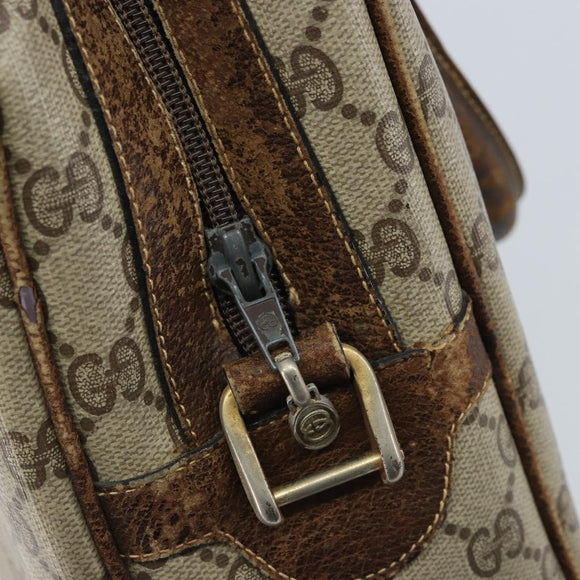 GUCCI GG Supreme Hand Bag PVC Beige Gold Auth BA10941