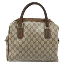 GUCCI GG Supreme Hand Bag PVC Beige Gold Auth BA10941-2