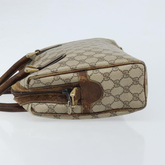 GUCCI GG Supreme Hand Bag PVC Beige Gold Auth BA10941