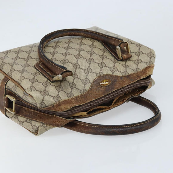 GUCCI GG Supreme Hand Bag PVC Beige Gold Auth BA10941