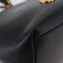 BOTTEGA VENETA Chain Tote Bag Leather Black Gold Auth BA10943-9