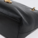 BOTTEGA VENETA Chain Tote Bag Leather Black Gold Auth BA10943-14