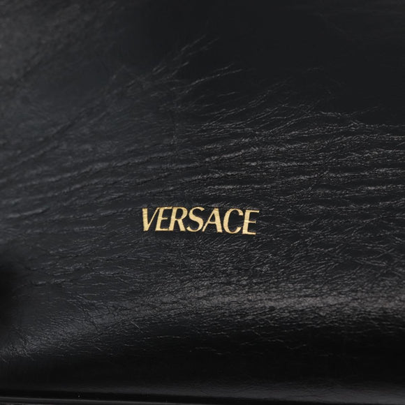 BOTTEGA VENETA Chain Tote Bag Leather Black Gold Auth BA10943