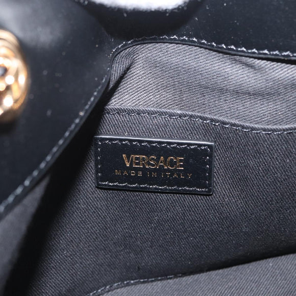 BOTTEGA VENETA Chain Tote Bag Leather Black Gold Auth BA10943