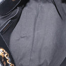 BOTTEGA VENETA Chain Tote Bag Leather Black Gold Auth BA10943-10