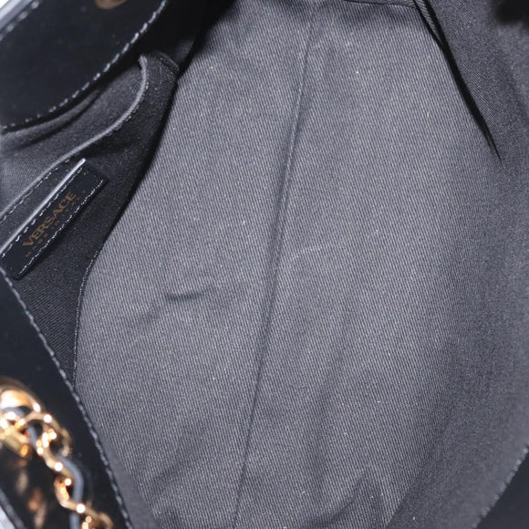 BOTTEGA VENETA Chain Tote Bag Leather Black Gold Auth BA10943