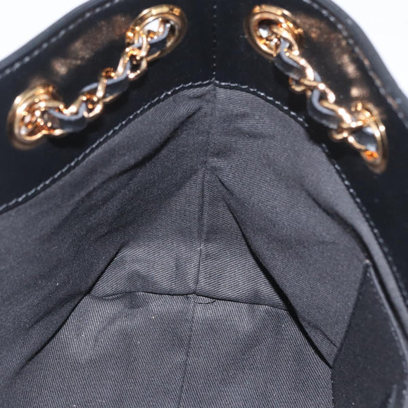 BOTTEGA VENETA Chain Tote Bag Leather Black Gold Auth BA10943