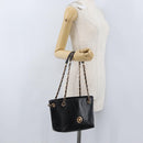 BOTTEGA VENETA Chain Tote Bag Leather Black Gold Auth BA10943-23