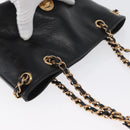 BOTTEGA VENETA Chain Tote Bag Leather Black Gold Auth BA10943-6