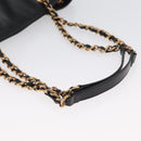 BOTTEGA VENETA Chain Tote Bag Leather Black Gold Auth BA10943-7