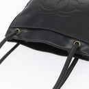 CHANEL Tote Bag Leather Black Gold CC Auth BA10944-6