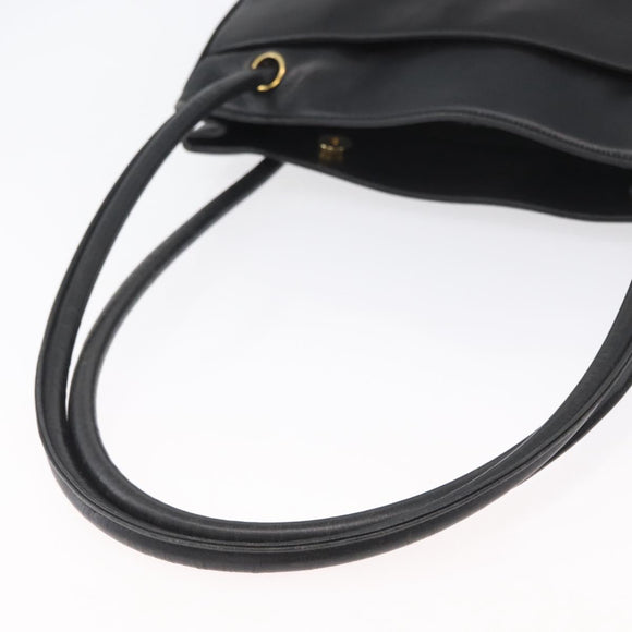 CHANEL Tote Bag Leather Black Gold CC Auth BA10944