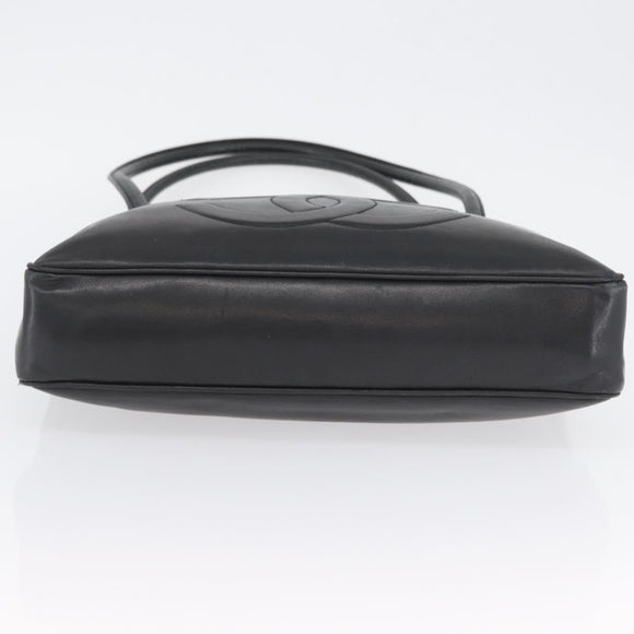 CHANEL Tote Bag Leather Black Gold CC Auth BA10944