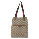 GUCCI GG Supreme Web Sherry Line Tote Bag PVC Beige 89 02 003 Auth BA10945-2
