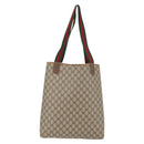GUCCI GG Supreme Web Sherry Line Tote Bag PVC Beige 89 02 003 Auth BA10945-3