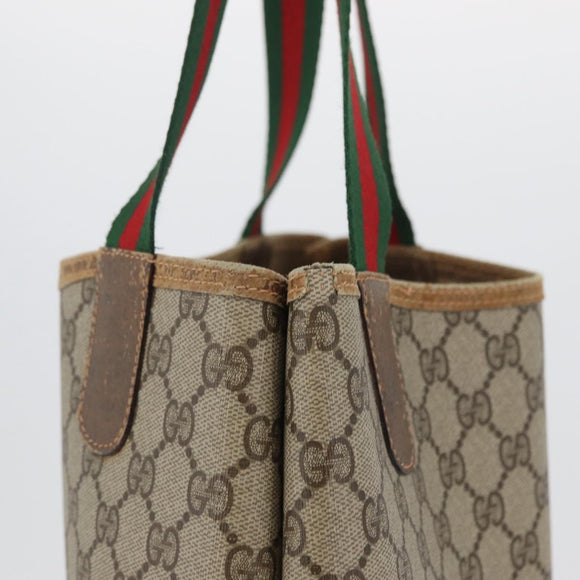 GUCCI GG Supreme Web Sherry Line Tote Bag PVC Beige 89 02 003 Auth BA10945