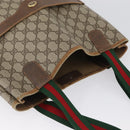 GUCCI GG Supreme Web Sherry Line Tote Bag PVC Beige 89 02 003 Auth BA10945-7