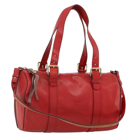 Chloe Tote Bag Leather 2way Red Gold Auth BA10946A