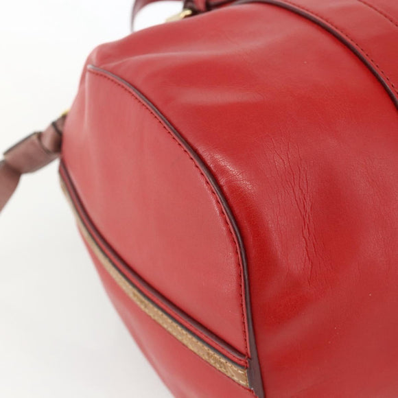 Chloe Tote Bag Leather 2way Red Gold Auth BA10946A