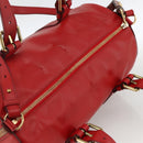 Chloe Tote Bag Leather 2way Red Gold Auth BA10946A-6