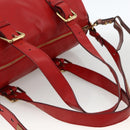 Chloe Tote Bag Leather 2way Red Gold Auth BA10946A-7