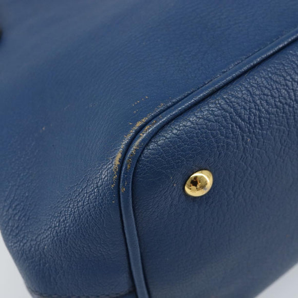 Miu Miu Hand Bag Leather 2way Blue Gold Auth BA10954A