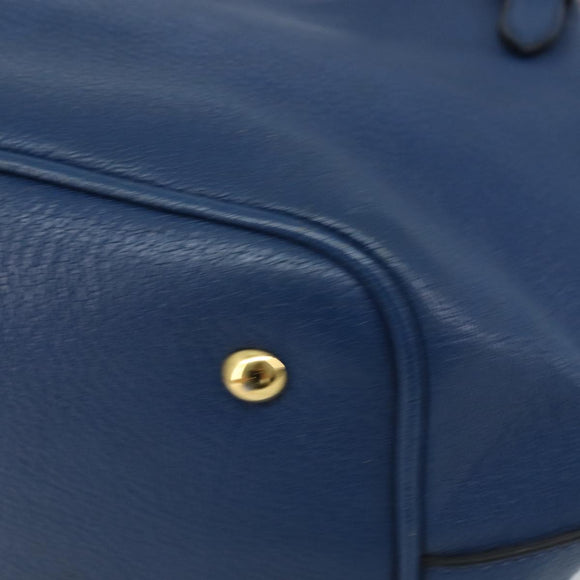 Miu Miu Hand Bag Leather 2way Blue Gold Auth BA10954A