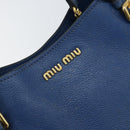 Miu Miu Hand Bag Leather 2way Blue Gold Auth BA10954A-18