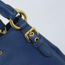 Miu Miu Hand Bag Leather 2way Blue Gold Auth BA10954A-19