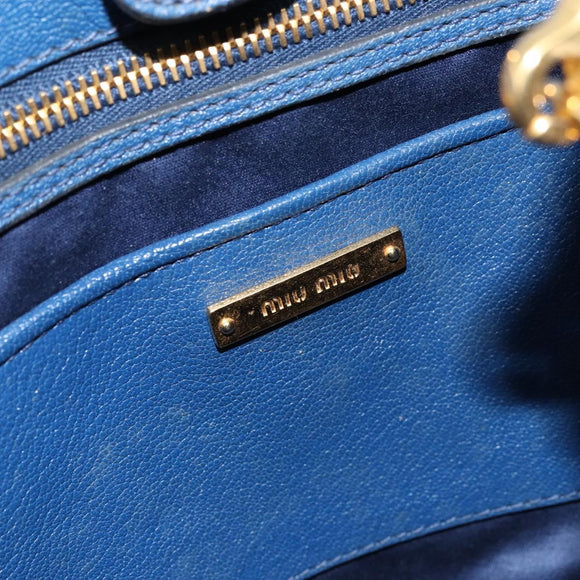 Miu Miu Hand Bag Leather 2way Blue Gold Auth BA10954A