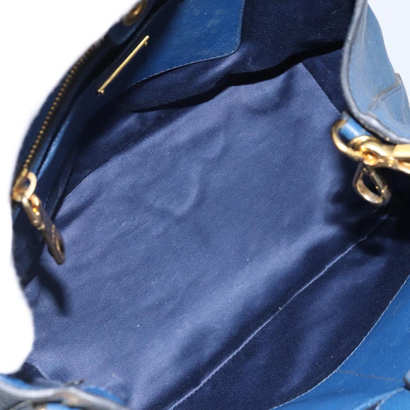 Miu Miu Hand Bag Leather 2way Blue Gold Auth BA10954A