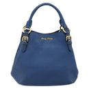 Miu Miu Hand Bag Leather 2way Blue Gold Auth BA10954A-13