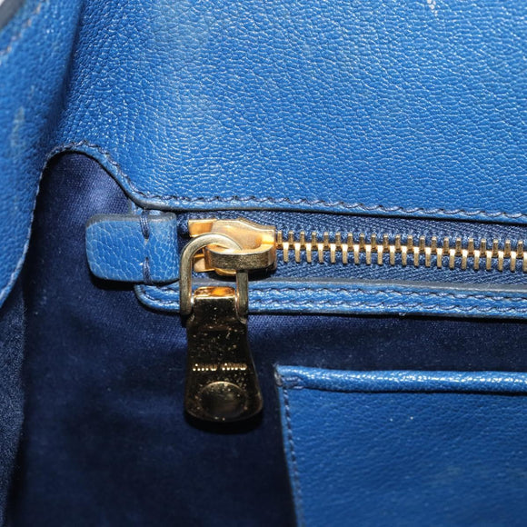 Miu Miu Hand Bag Leather 2way Blue Gold Auth BA10954A