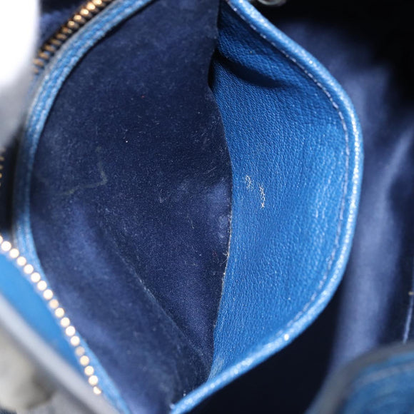 Miu Miu Hand Bag Leather 2way Blue Gold Auth BA10954A