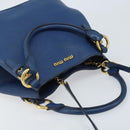 Miu Miu Hand Bag Leather 2way Blue Gold Auth BA10954A-6