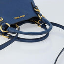 Miu Miu Hand Bag Leather 2way Blue Gold Auth BA10954A-7