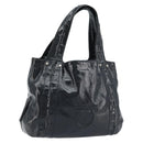 Salvatore Ferragamo Gancini Hand Bag Leather Black Silver Auth BA10955-1