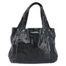 Salvatore Ferragamo Gancini Hand Bag Leather Black Silver Auth BA10955-2