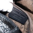 Salvatore Ferragamo Gancini Hand Bag Leather Black Silver Auth BA10955-22