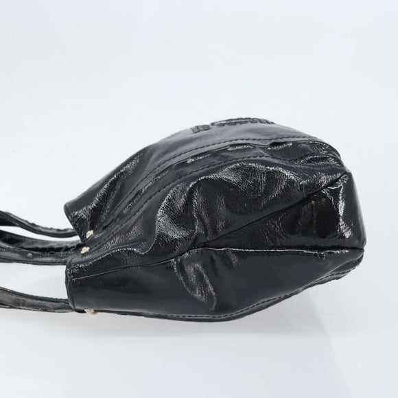 Salvatore Ferragamo Gancini Hand Bag Leather Black Silver Auth BA10955