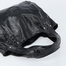 Salvatore Ferragamo Gancini Hand Bag Leather Black Silver Auth BA10955-6