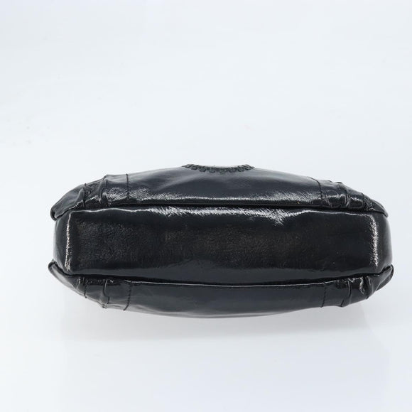 Salvatore Ferragamo Gancini Hand Bag Leather Black Silver Auth BA10955