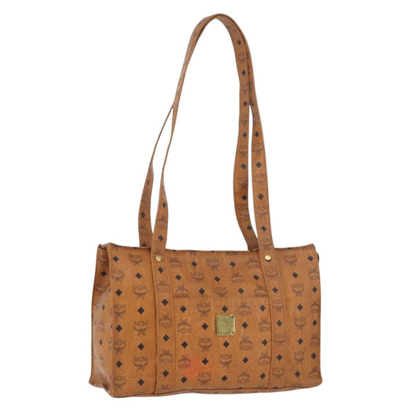 MCM Logogram Vicetos Tote Bag PVC Bruin Goud Auth BA10957