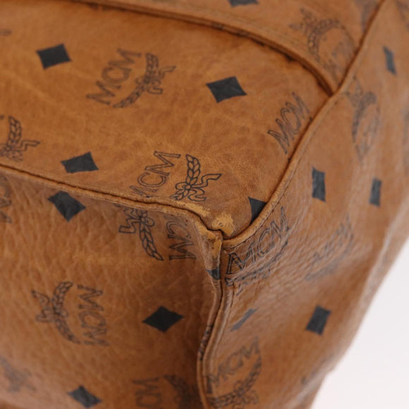 MCM Logogram Vicetos Tote Bag PVC Bruin Goud Auth BA10957