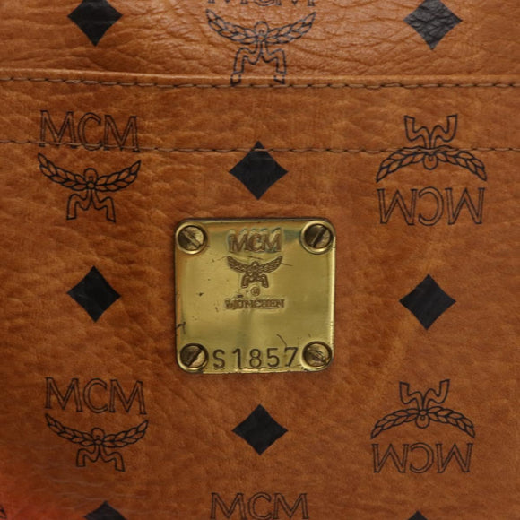 MCM Logogram Vicetos Tote Bag PVC Bruin Goud Auth BA10957