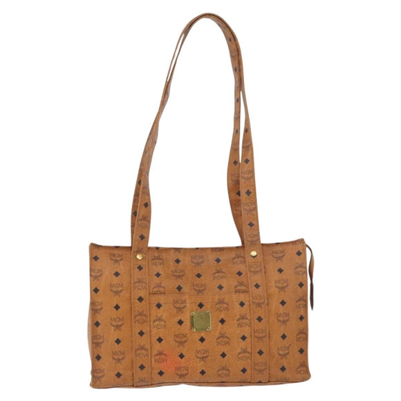 MCM Logogram Vicetos Tote Bag PVC Bruin Goud Auth BA10957