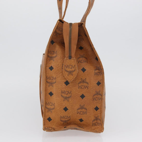 MCM Logogram Vicetos Tote Bag PVC Bruin Goud Auth BA10957