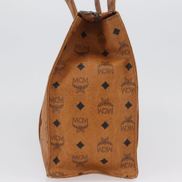 MCM Logogram Vicetos Tote Bag PVC Bruin Goud Auth BA10957